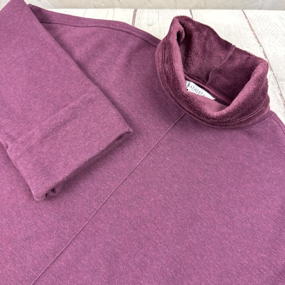Athleta Cozy Karma Funnel Neck Sweatshirt eggplant purple Small With Pockets